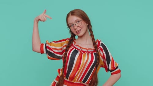 Redhead Girl Feeling Very Proud Pointing Herself Looking Selfconfident Overjoyed By Success Win