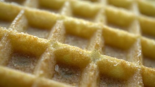 Macro Shot of a Delicious Golden Waffle