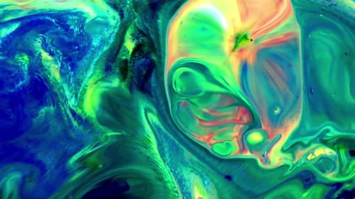 Abstract Art of Colorful Fluid Paint Swirls