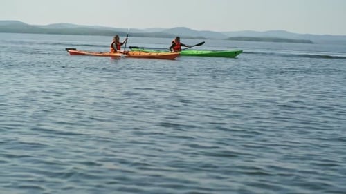 Kayaking on Lake on a Sunny Day