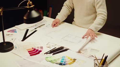 Architect Designer Workplace Top View