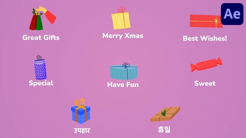 Gift Boxes Icons And Titles for After Effects