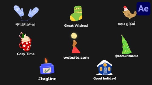 Winter Christmas Comfort Icons And Titles for After Effects