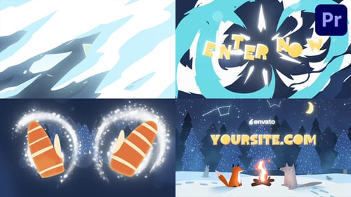 Christmas Winter Forest Logo | Premiere Pro MOGRT