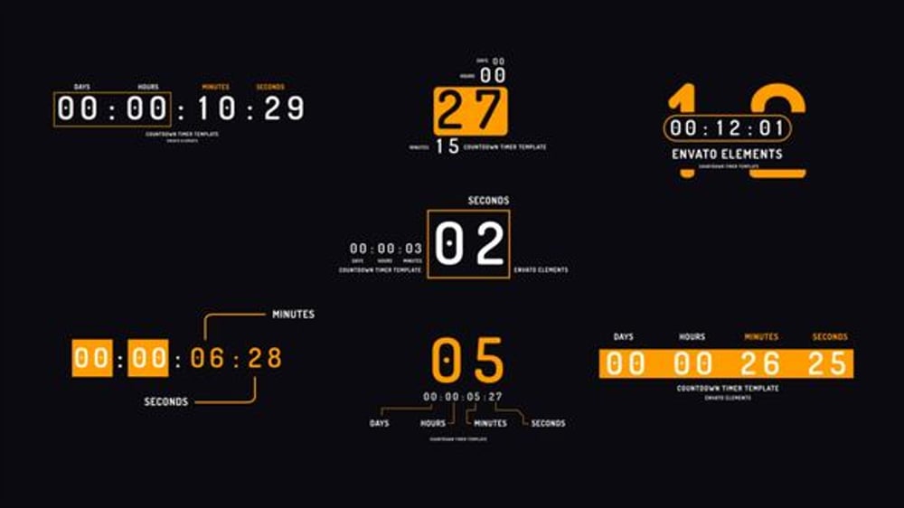 Modern Digital Countdown Timers for Events and Broadcasts, Elements ft ...