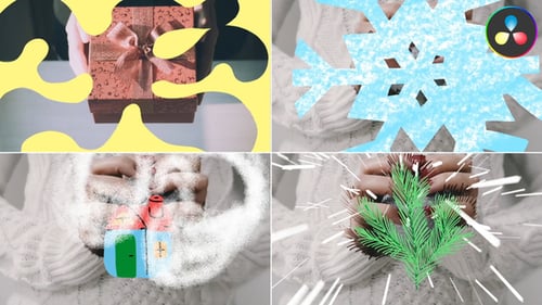 Festive Cartoon Christmas Transitions with Hand-Drawn Effects