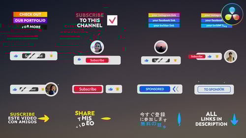 Youtube Lower Thirds And Buttons for DaVinci Resolve