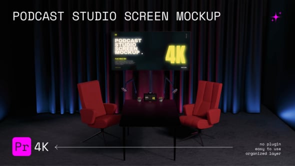 Podcast Studio Screen Mockup, Product Promo ft. virtual studio & news ...