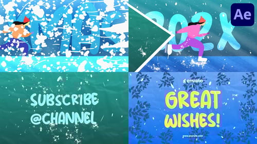 Playful New Year Typography Opener with Animated Skating Character