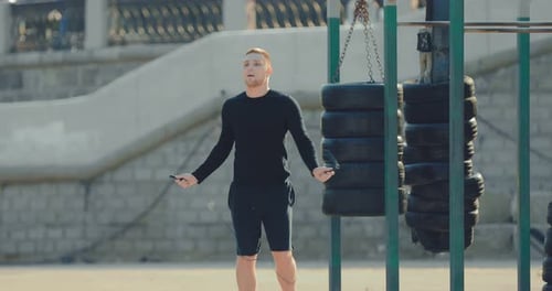 Professional Athlete Athlete Jumping Rope on the Court