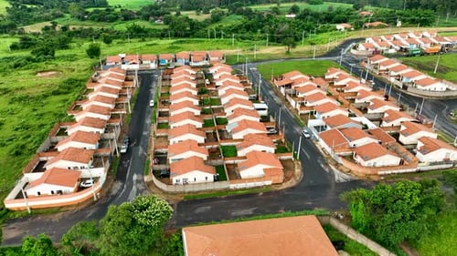 Aerial View of New Suburban Neighborhood with Houses