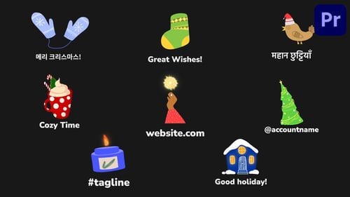 Winter Christmas Comfort Icons And Titles for Premiere Pro