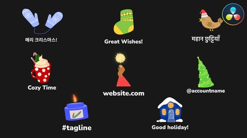 Winter Christmas Comfort Icons And Titles for DaVinci Resolve