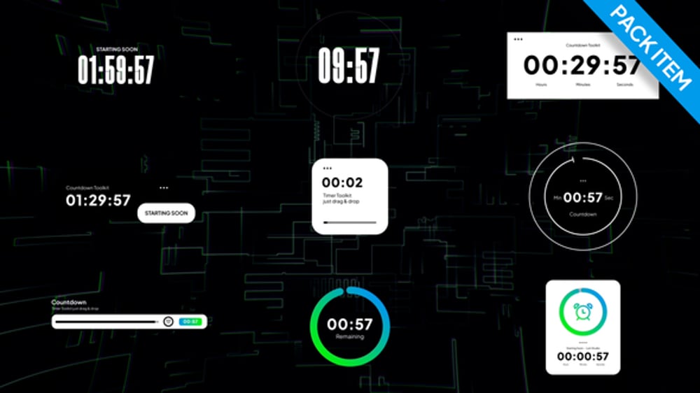Sleek Modern Countdown and Timer UI Kit, Elements ft. timer & numbers ...