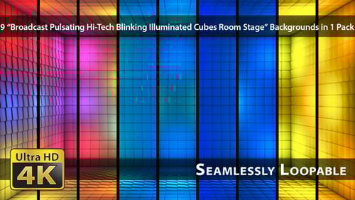 Broadcast Pulsating Hi-Tech Blinking Illuminated Cubes Room Stage - Pack 01