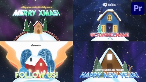 Christmas Houses Greetings for Premiere Pro