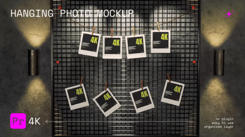 Dynamic Hanging Photos on Industrial Grid Wall