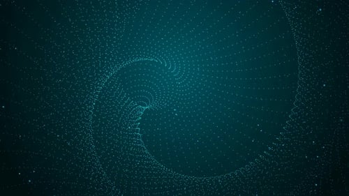 Cyan Color Technology Digital Particle Line Rotated Animated Background