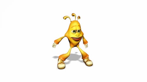 3D Animated Retro Character Waving and Dancing on Alpha Channel