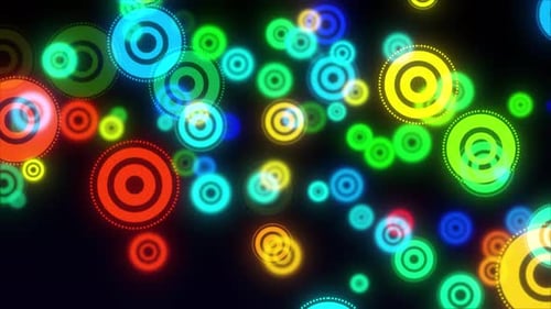 Colorful Neon Circles Abstract Motion Background Loop