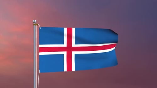 Iceland Flag Waving Animation