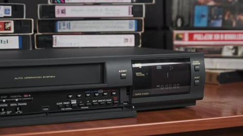 Insert VHS Cassette Into VCR and Push Play Button