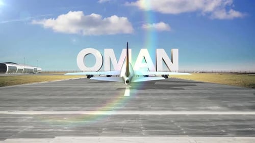 3D Airplane Landing Title Reveal for Oman Travel