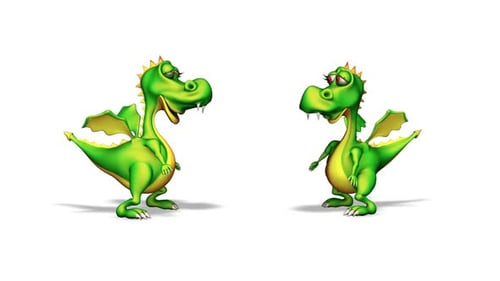 Cute Animated Green Dragons Talking Loop