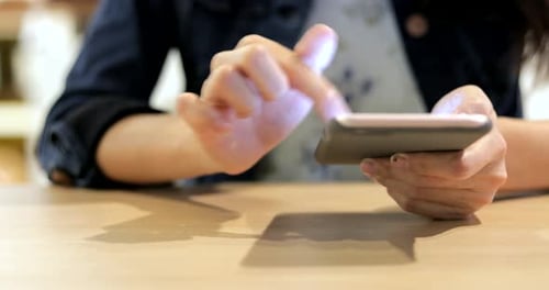 Using mobile phone in coffee shop