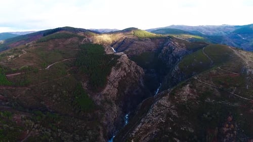 Birds Eye View of Mountains in Portuguese Countryside
