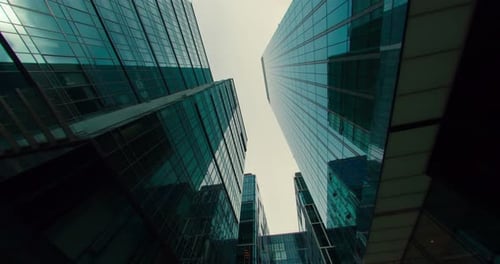 Low Angle of Modern Glass Skyscrapers