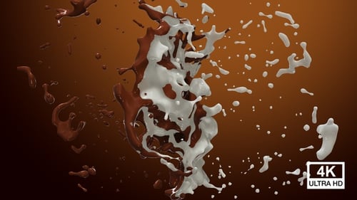 Splash Collision mit Schokolade und Milchball 4K