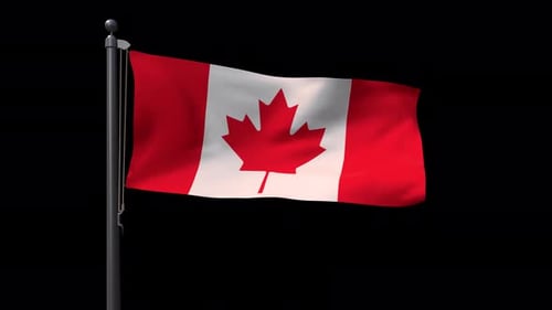 Waving Canada Flag on a Pole