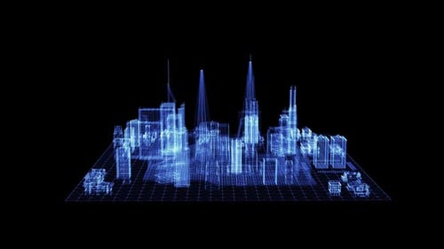 El holograma de una ciudad moderna