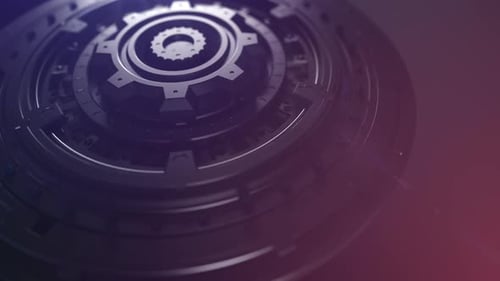 Futuristic Rotating Mechanical Gears Technology Intro Animation