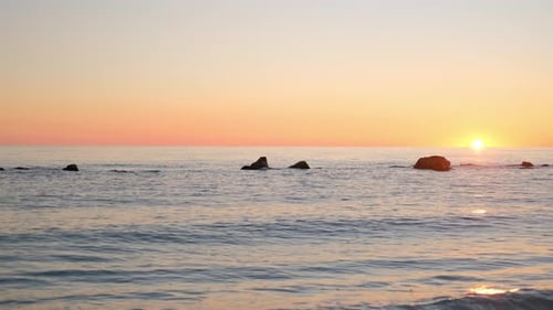 Time Laps Of Sunrise. Orange Golden Red Sky.
