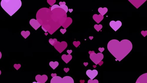 Animated Flat Design Pink Hearts Floating Upwards Loop