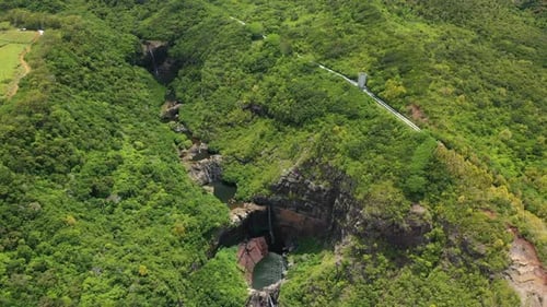 cascades of waterfalls Tamarin island of Mauritius, Seven cascades of Tamarin waterfalls