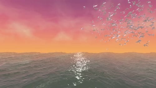 Agua, pájaros y cielo