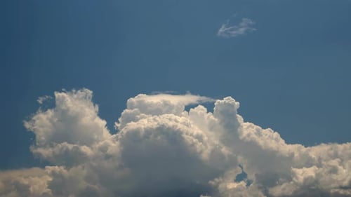 Slowly White Rain Clouds Moving Blue Sky