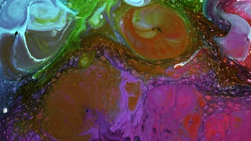Colorful Paint Swirling and Blending in Abstract Motion