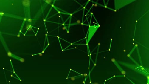 Abstract Plexus Network Loop with Green Lines and Dots