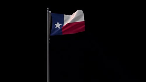 Realistic Waving Texas Flag Animation on Flagpole