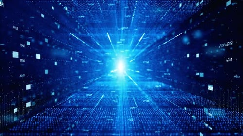 Futuristic Technology Digital Data Stream Tunnel Background Loop