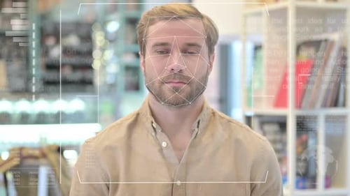 Face Recognition Access Granted to Young Man