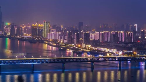 Timelapse of Wuhan city .Panoramic skyline and buildings