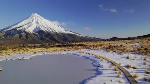 Aerial view of Mount Taranaki landscape
