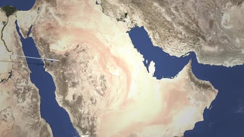 Route of a Commercial Plane Flying To Doha Qatar