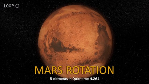 3D Rotating Mars Planet in Deep Space