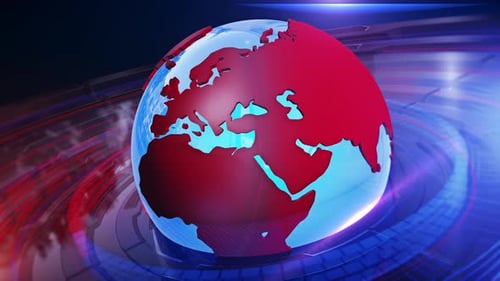 Futuristic 3D Rotating Globe Broadcast News Background Loop